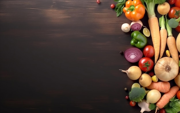 Légumes sur un fond en bois sombre