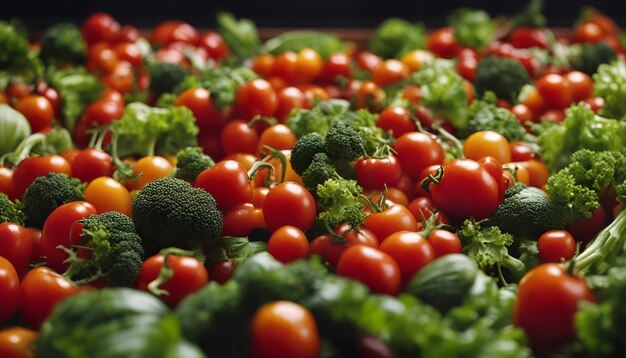 Photo des légumes frais assortis sur fond de bois vue supérieure espace de copie