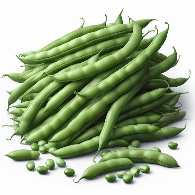 Photo légumes frais à base de haricots verts isolés sur fond blanc