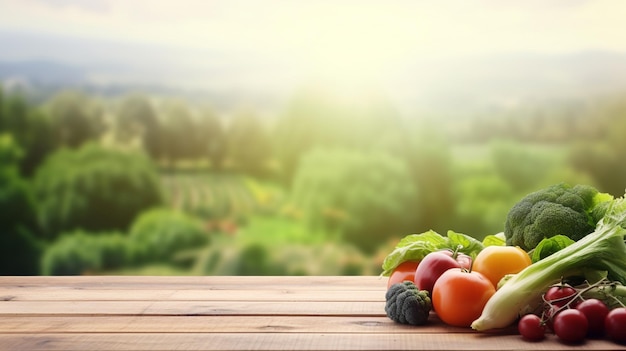 légumes frais biologiques avec fond en bois