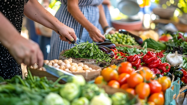 Photo légumes frais biologiques sur le marché des agriculteurs