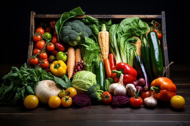 Légumes frais dans une boîte à cuisson