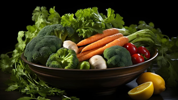 Légumes frais dans un panier IA générative