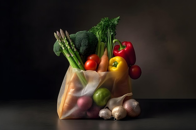 Légumes frais dans un sac Ai génératif