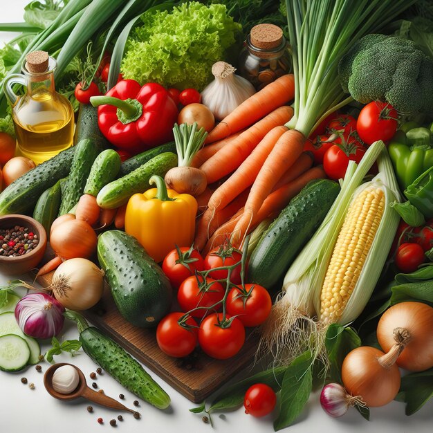 Légumes frais du jardin sur fond blanc