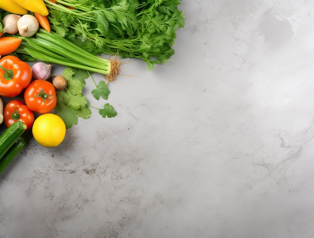 Photo légumes frais espace de table pour le texte arrière-plan de la nourriture saine