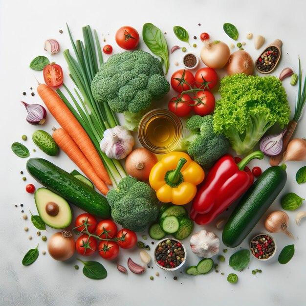 Des légumes frais sur un fond blanc