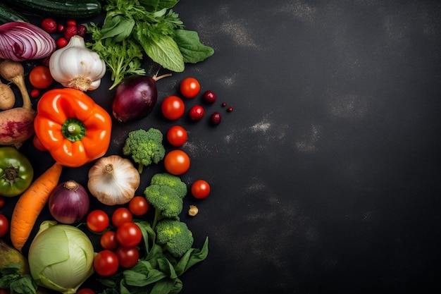 Légumes frais sur fond de craie Ai génératif