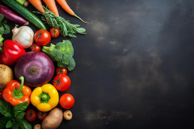 Légumes frais sur fond de craie Ai génératif