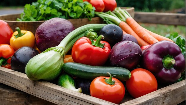 Des légumes frais variés sur un fond rustique