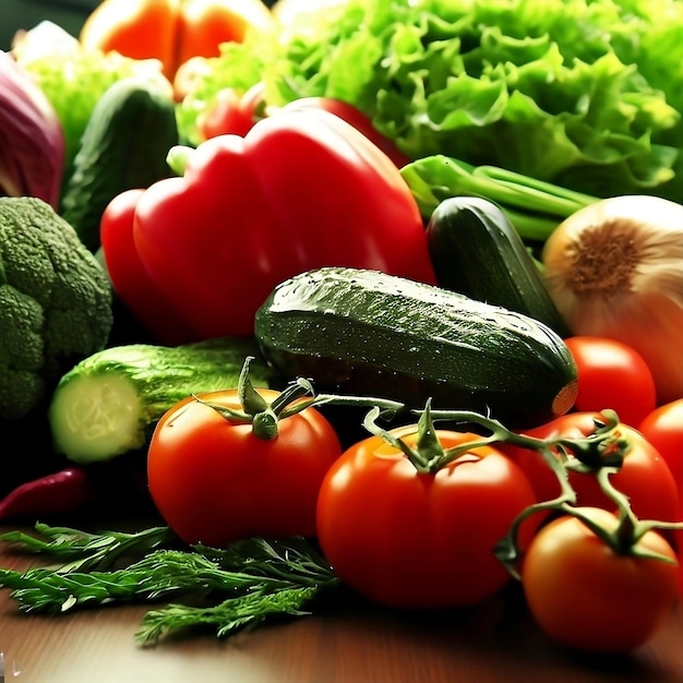 légumes frais vue sur table par Ai