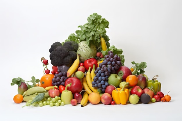 Légumes et fruits sur blanc