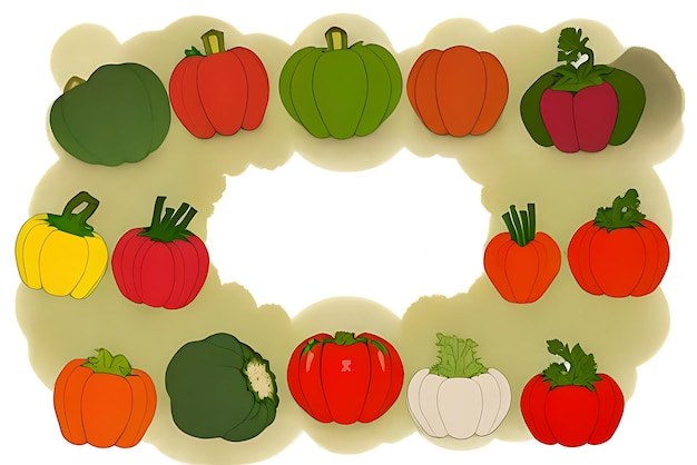 Légumes et fruits frais et sains biologiques avec un fond blanc généré par l'IA