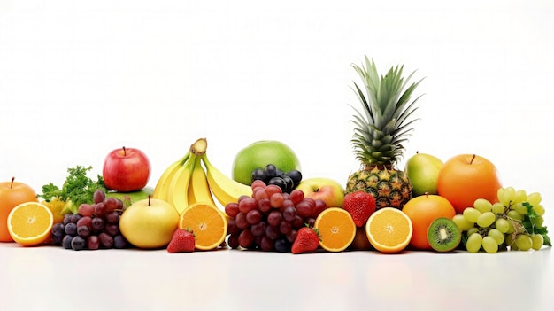 légumes et fruits isolés sur fond blanc