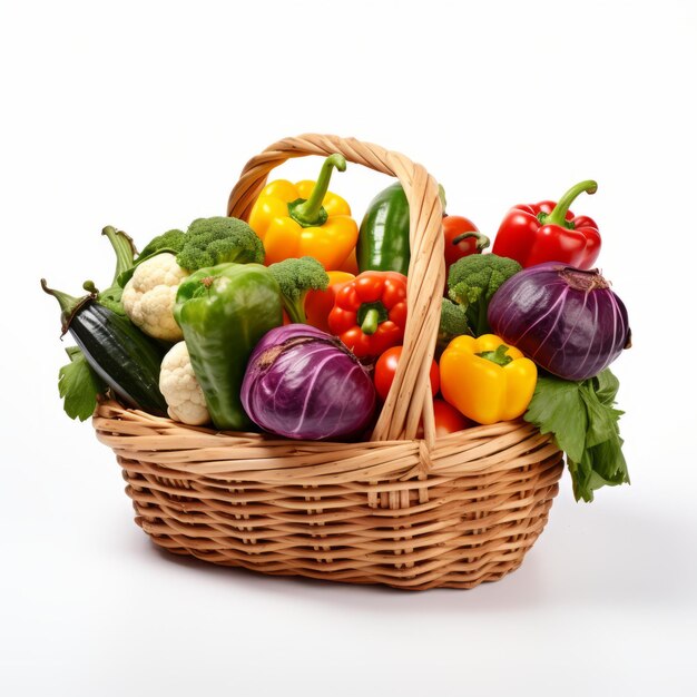 Des légumes de jardin fraîchement cueillis dans un panier en bois