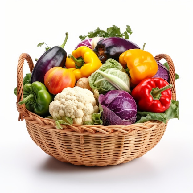 Des légumes de jardin fraîchement cueillis dans un panier en bois