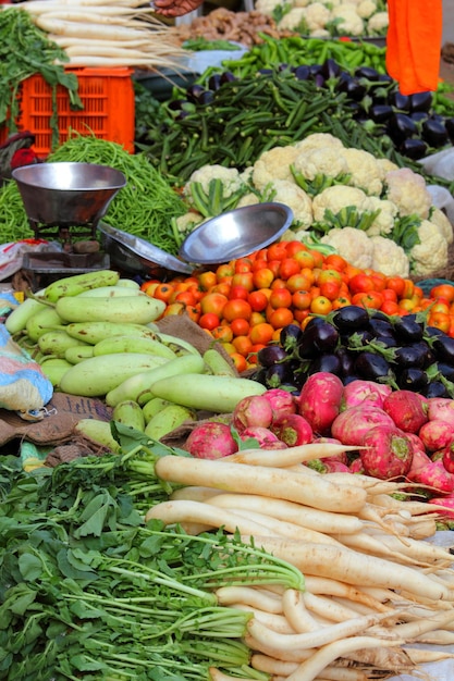 Légumes sur le marché en Inde