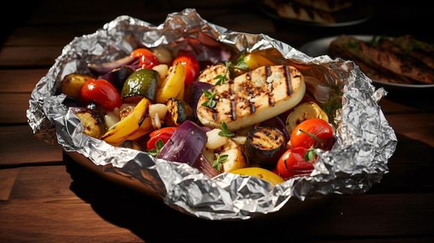 Des légumes méditerranéens grillés avec une marinade d'herbes