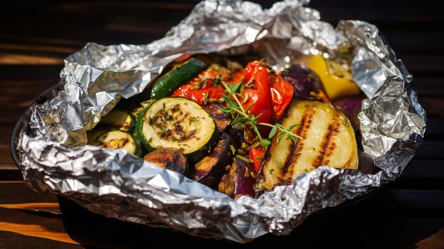 Des légumes méditerranéens grillés avec une marinade d'herbes