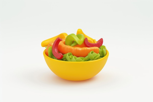 Des légumes mélangés en 3D sur fond blanc