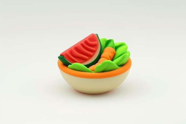Des légumes mélangés en 3D sur fond blanc