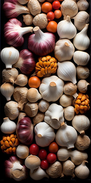 Des légumes à motif professionnel, des oignons, des brocolis, des tomates.