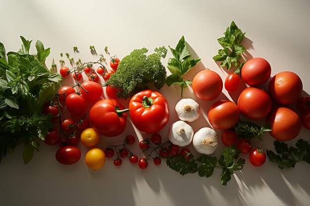 Légumes naturels isolés Les sommets de tomates comme épices