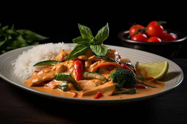 Légumes de poulet au curry rouge thaïlandais