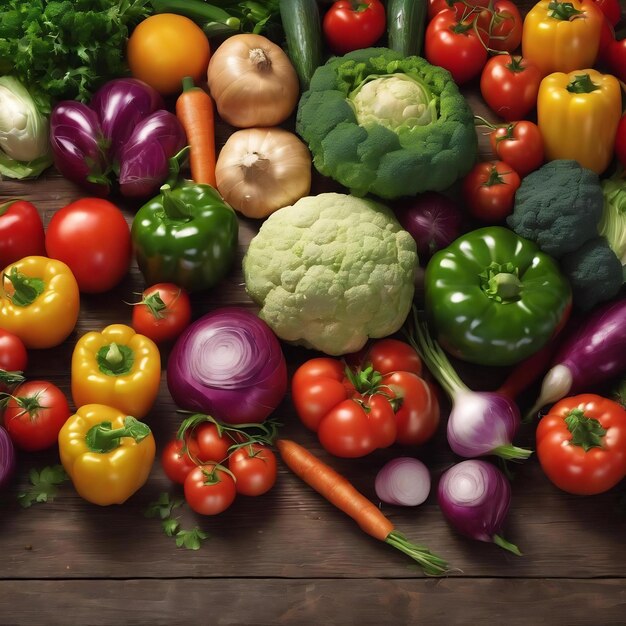 Des légumes sains sur une table en bois