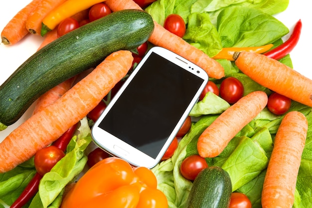 Légumes et smartphone