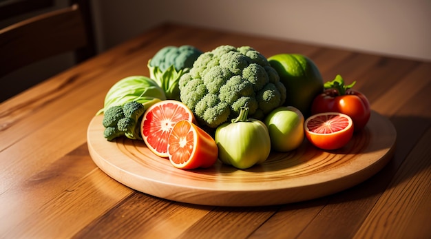 Légumes sur une table en bois