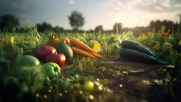 Photo légumes sur le terrain generative ai