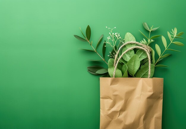 Des légumes verts frais dans des sacs écologiques sur un fond lumineux idéaux pour un mode de vie sain