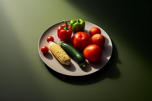 légumes vue de dessus arrière-plan flou minimaliste