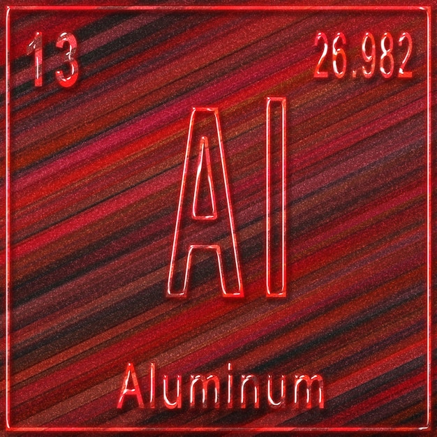 Élément chimique en aluminium, signe avec numéro atomique et poids atomique, élément de tableau périodique