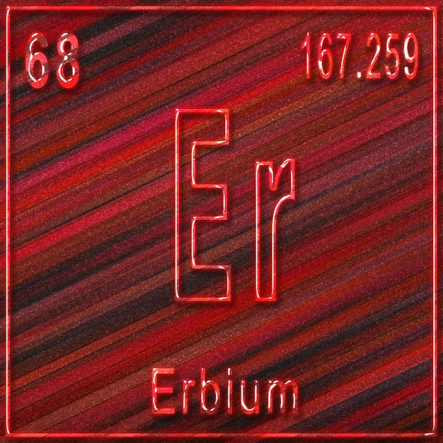 Élément chimique Erbium, signe avec numéro atomique et poids atomique, élément de tableau périodique