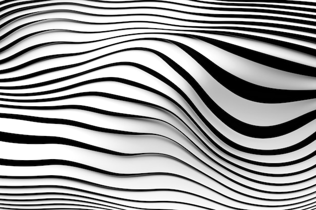 Élément de conception de lignes géométriques abstraites Illustration 3d de fond rayé horizontal noir et blanc