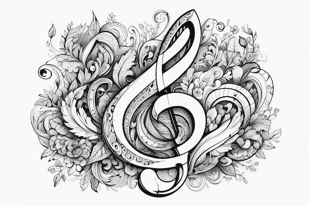 Élément de conception de notes de musique dans le style doodle