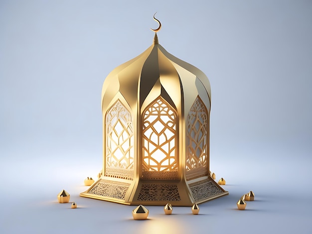 Élément décoratif de lanterne dorée pour les salutations islamiques