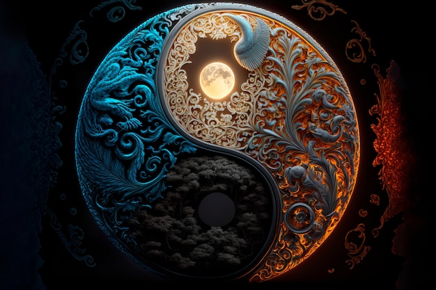 Élément de design graphique décoratif Symbole Yin yang AI générative