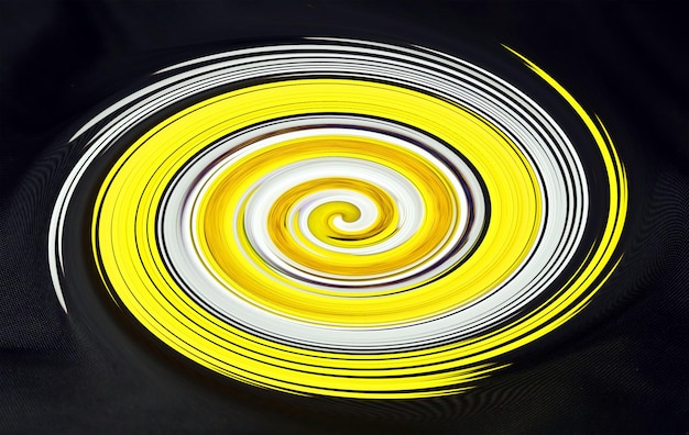 Élément de design, tourbillon de spirale jaune blanc sur noir, décor, art, papier peint inhabituel, transitions de couleurs