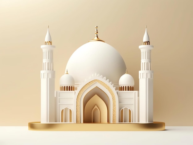 Élément de mosquée islamique 3d sur fond minimaliste