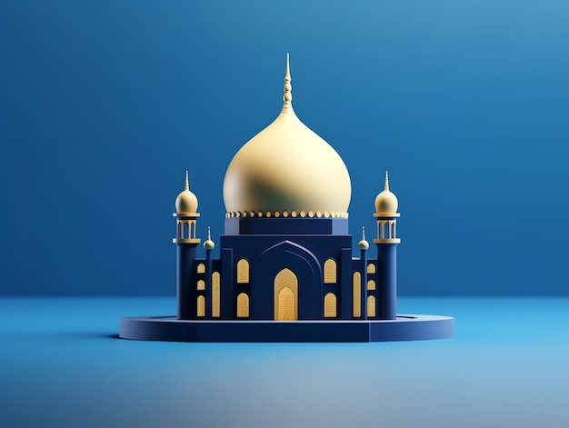 Élément de mosquée islamique 3d sur fond minimaliste