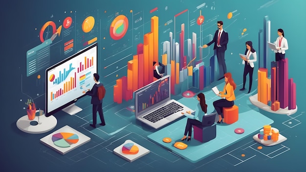 Éléments d'analyse financière et d'infographie commerciale sur un ordinateur portable à écran