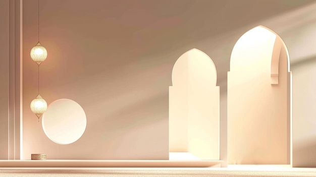 Éléments de conception architecturale pour les fêtes musulmanes style minimaliste réaliste ramadan génératif Ai