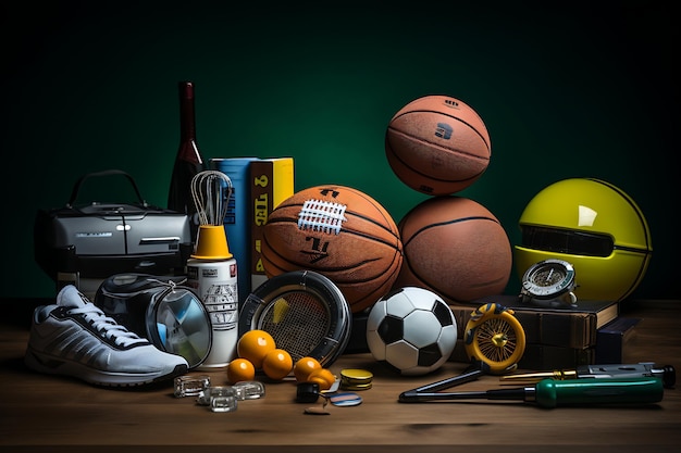Éléments essentiels sportifs dans l'équipement sportif photo