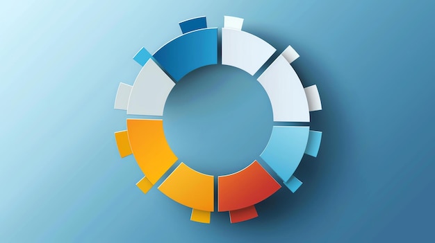 Éléments d'infographie en papier 3D coloré Graphique en forme de pie Arrière-plan abstrait