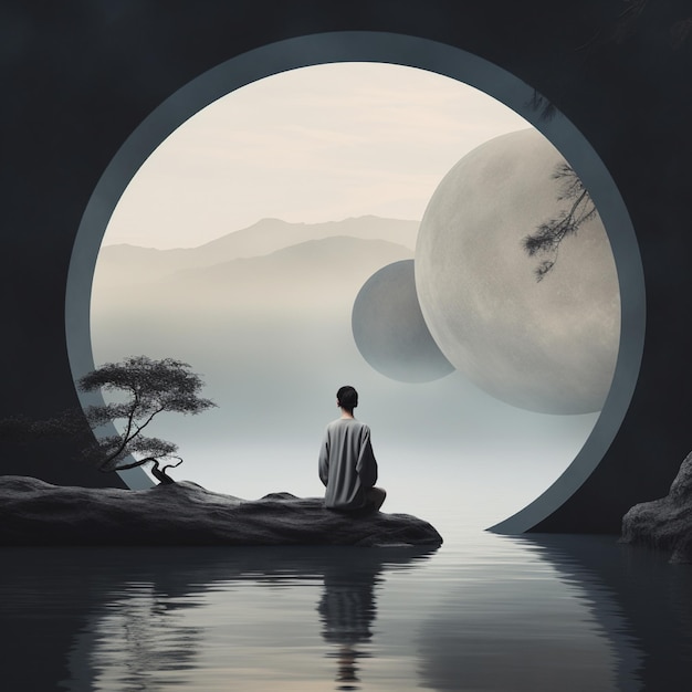 Éléments minimalistes et tranquillité de l'art zen abstrait