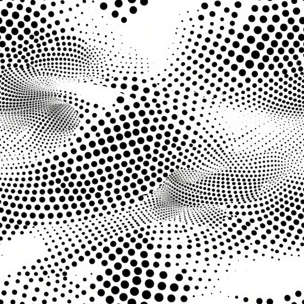 Éléments d'onde dynamique de points noirs sur fond blanc Fond transparent AI générative