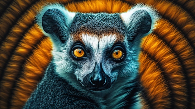 Lemur regarde attentivement la caméra